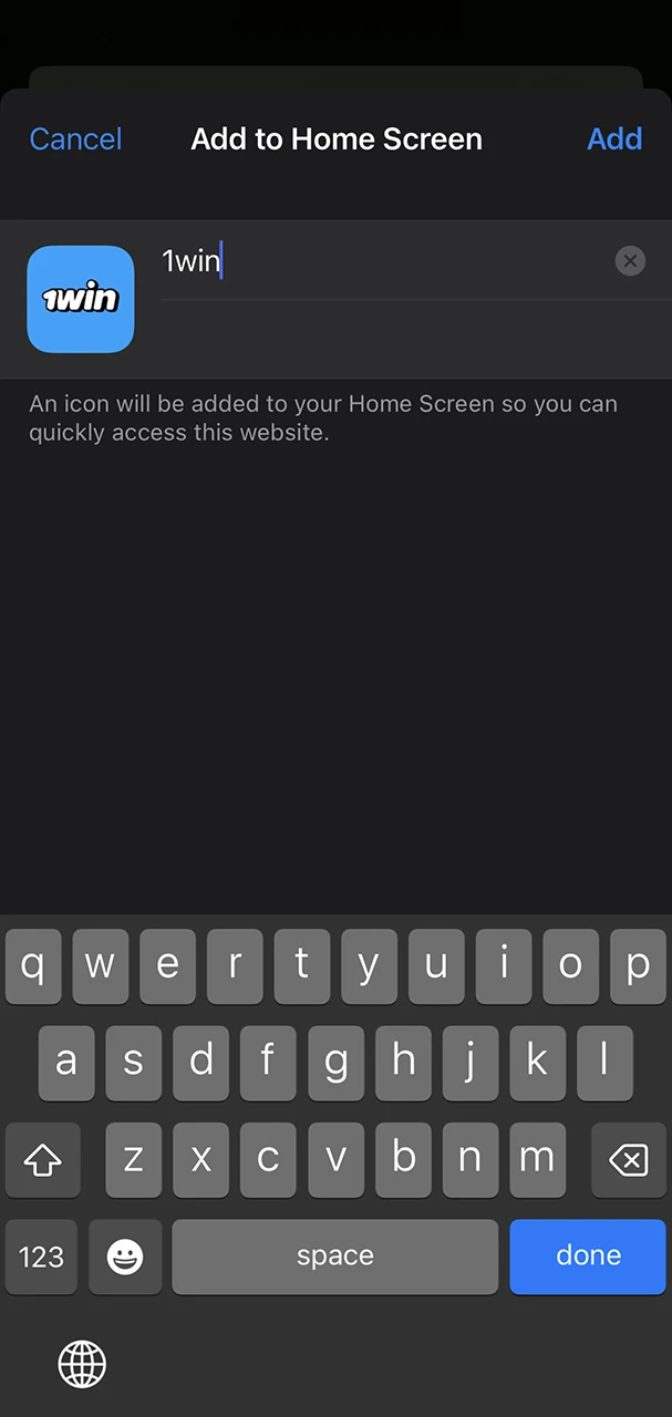 Think of and write a name for the 1Win app.