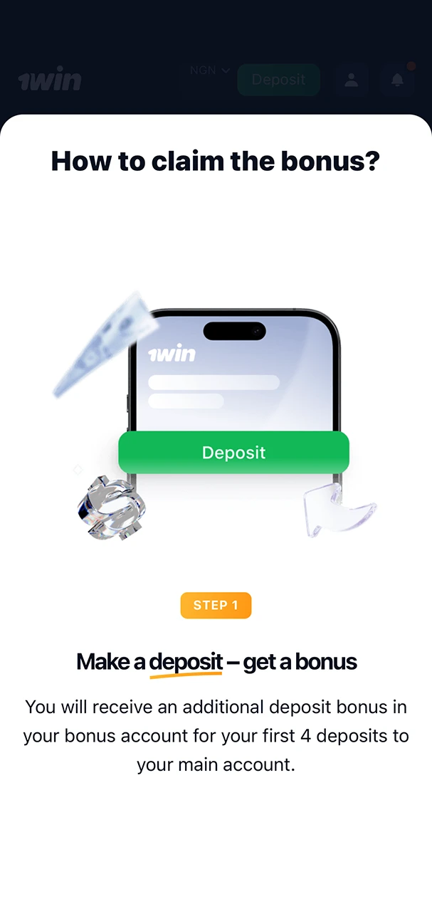 Follow the instructions when adding the bonus from 1Win to your account.