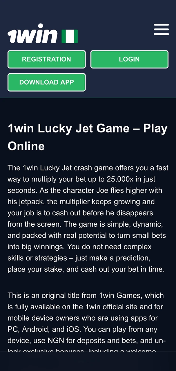 Create your 1Win account easily by selecting the Registration option.