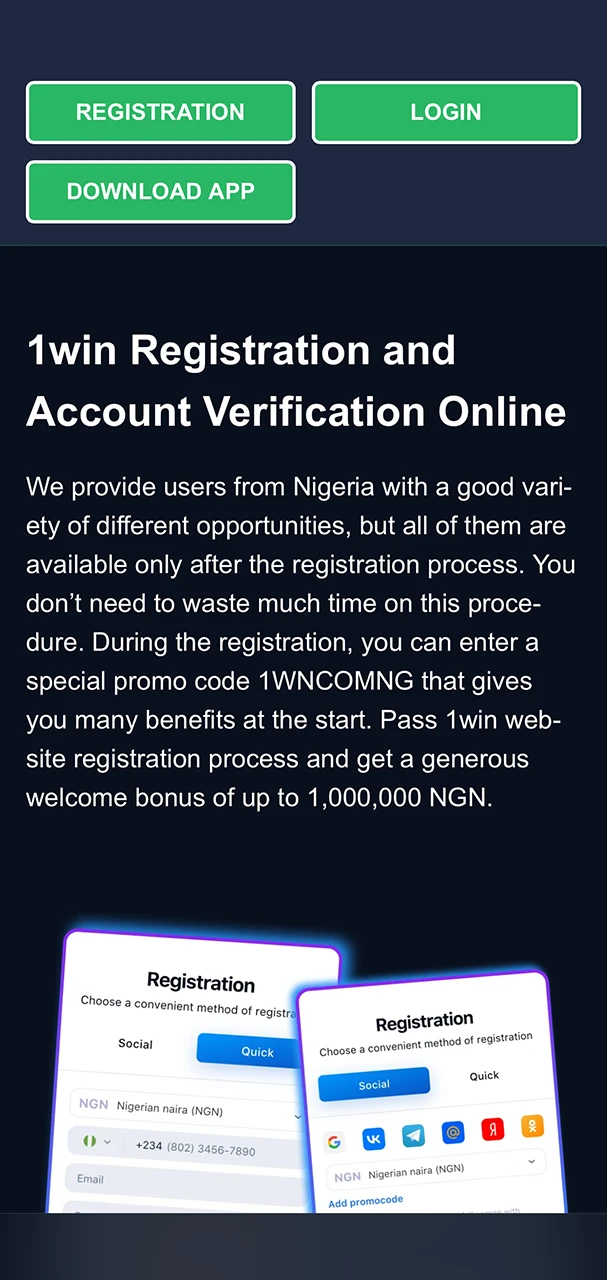 Register on the fast and secure 1Win website.