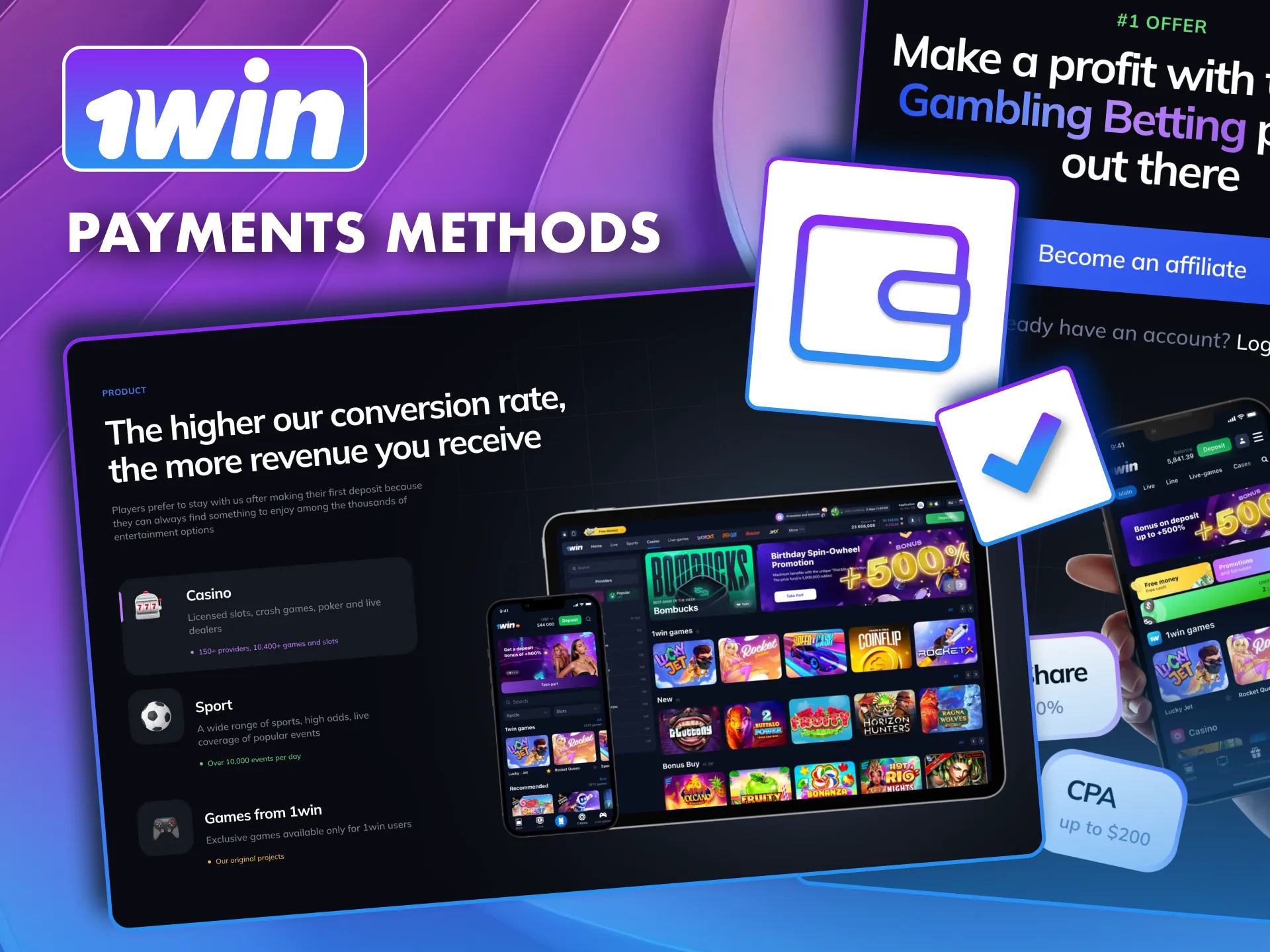 Choose your model and cash out earnings easily with 1win.