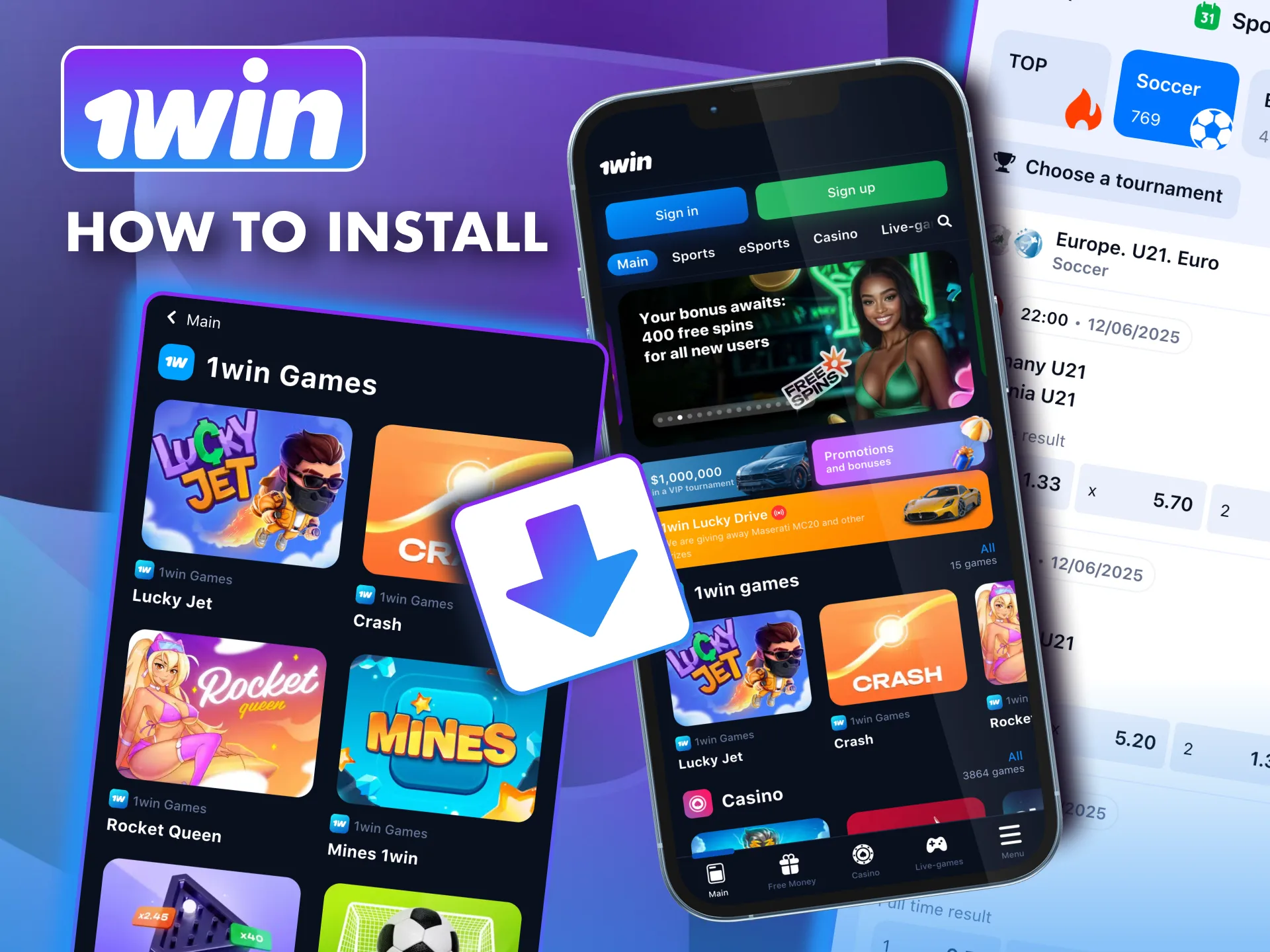 Install 1win app on Android in a few steps.