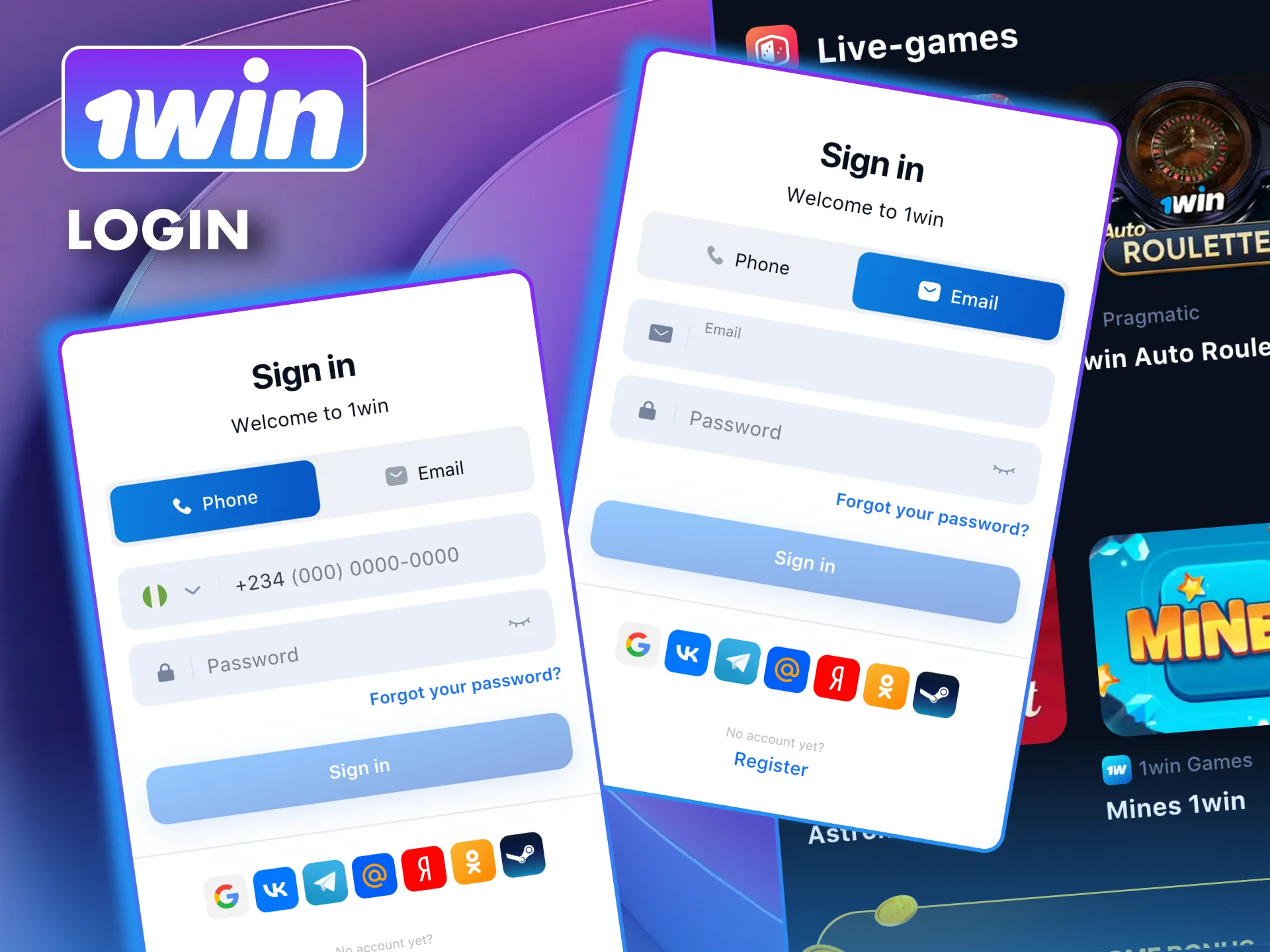 Quick login steps for 1win app on any device.