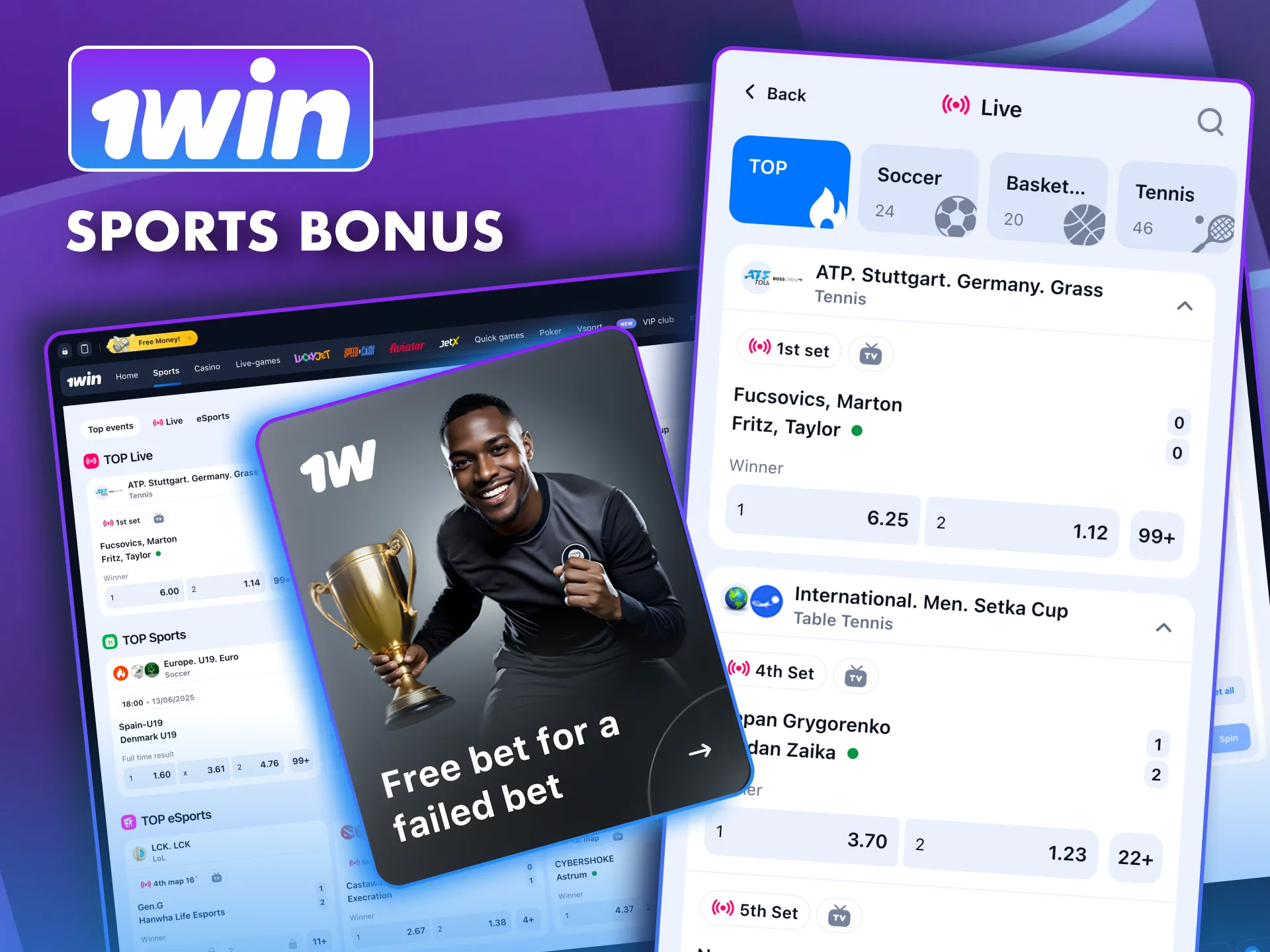 1win sports bonus grows with number of events.