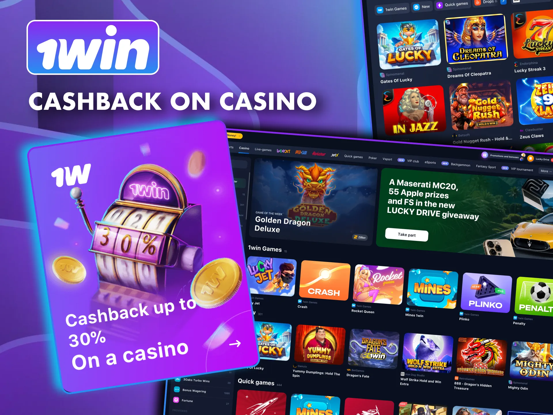 Bet more in 1win casino to unlock higher cashback rewards.