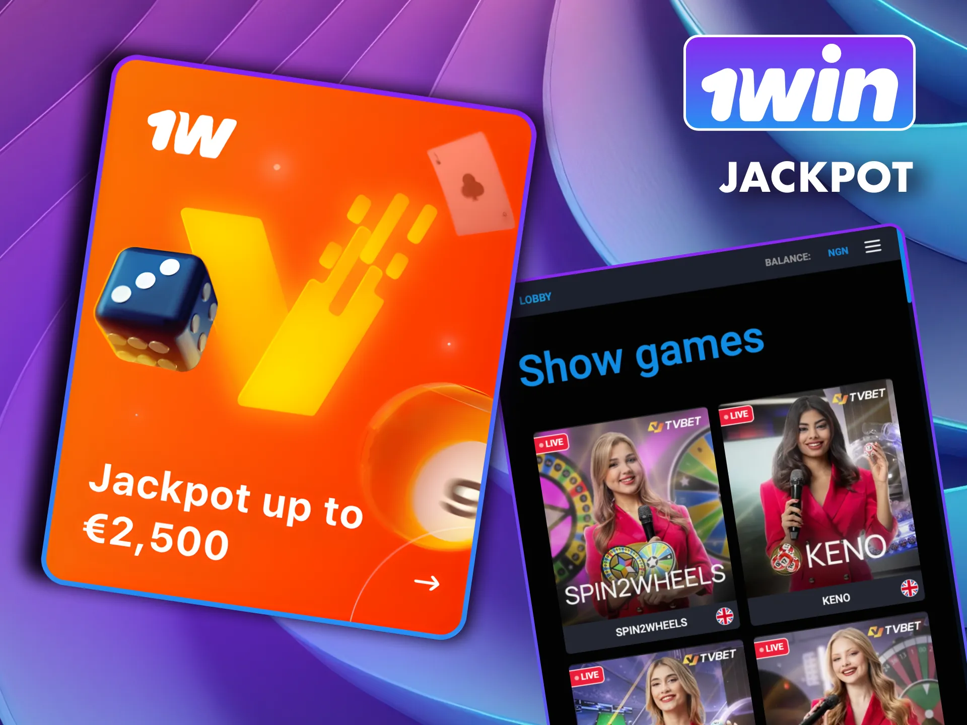 1win jackpot grows with every bet on TVBet games.