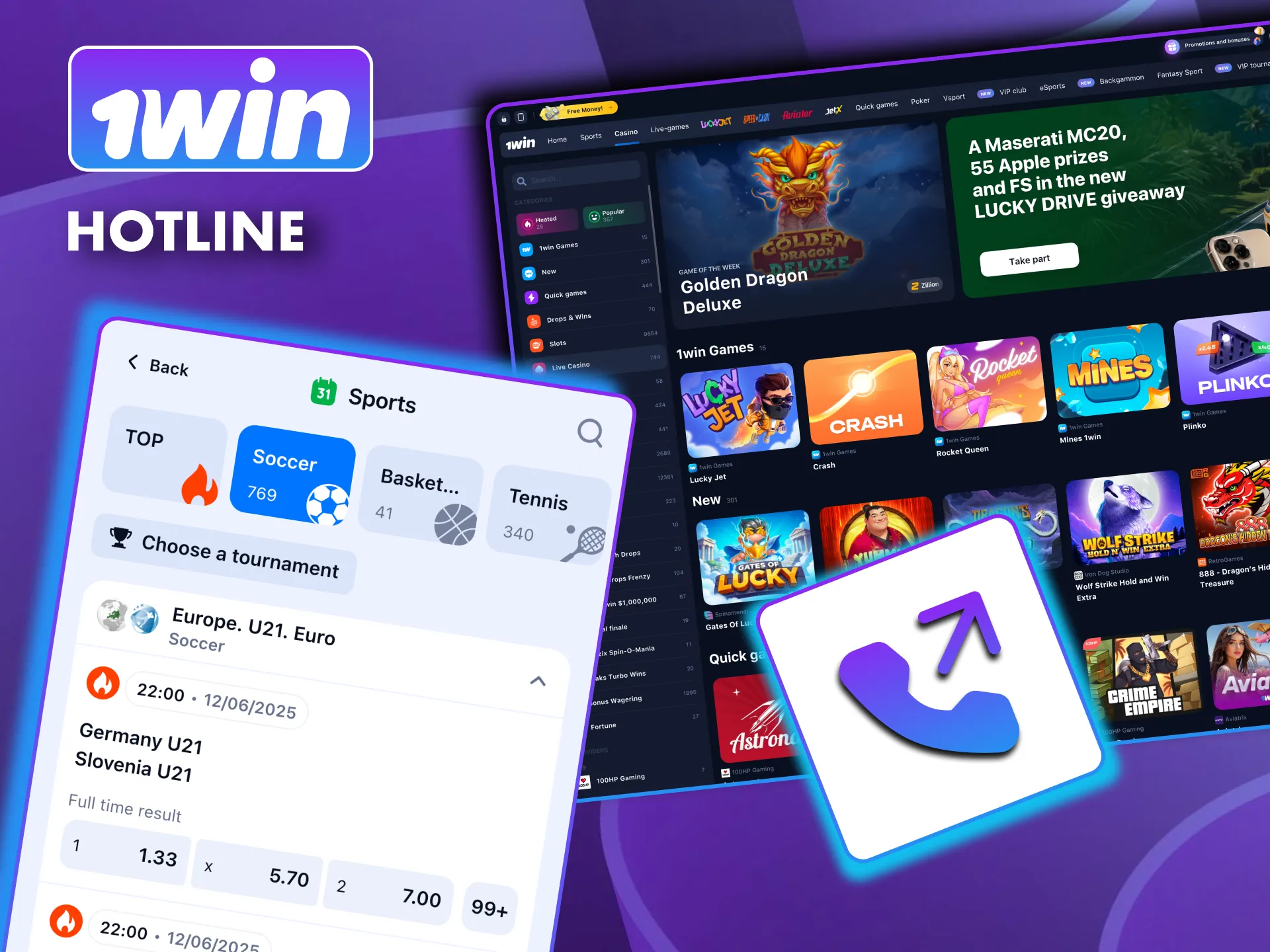 Speak directly with 1win support anytime via their customer hotline.