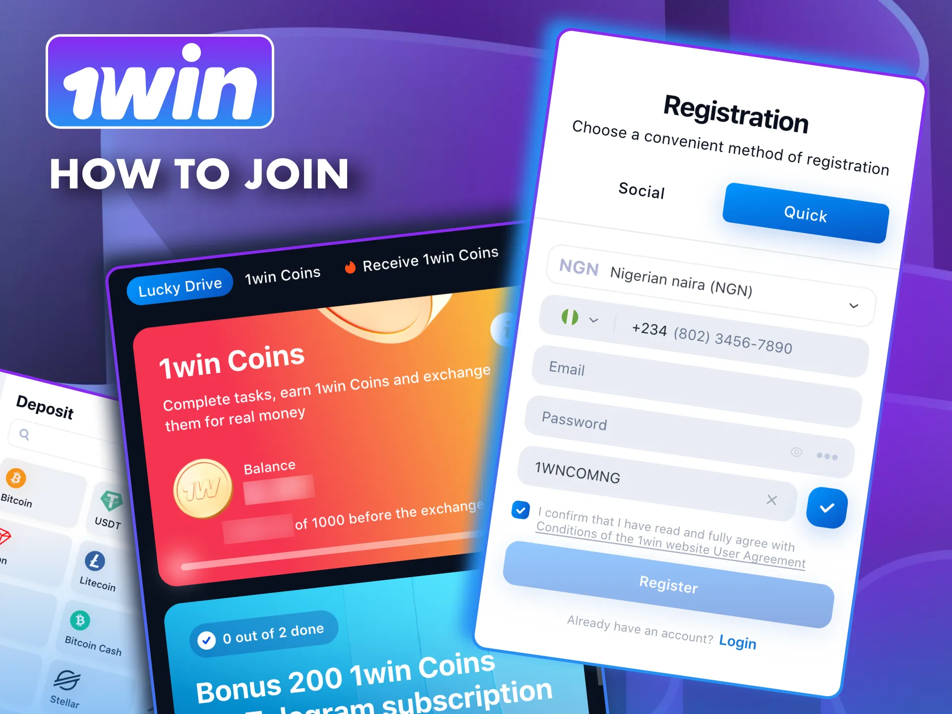 Join 1win's loyalty programme, sign up, fund your account and play regularly.