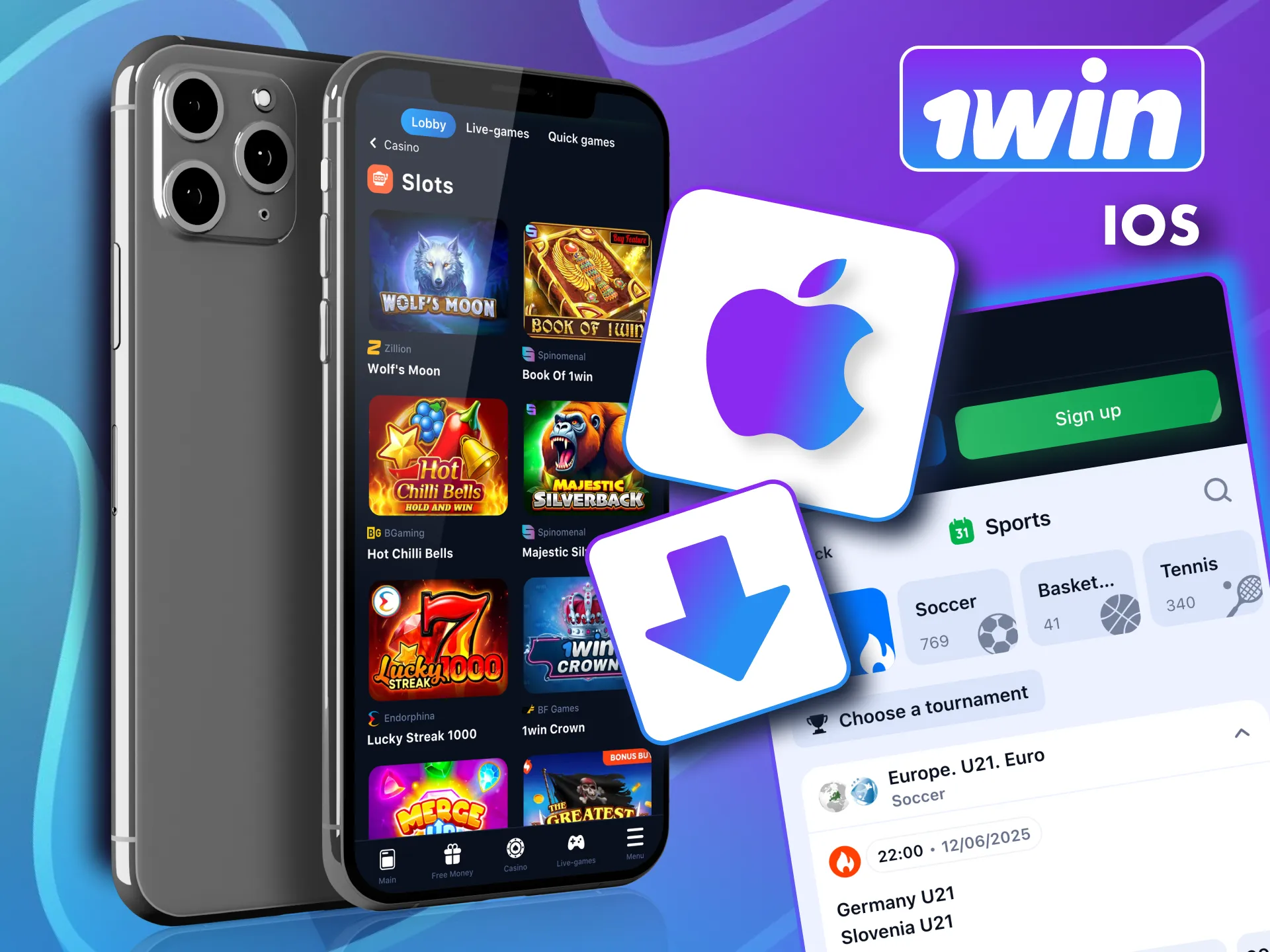 Install 1win iOS app by adding it to your home screen via Safari.