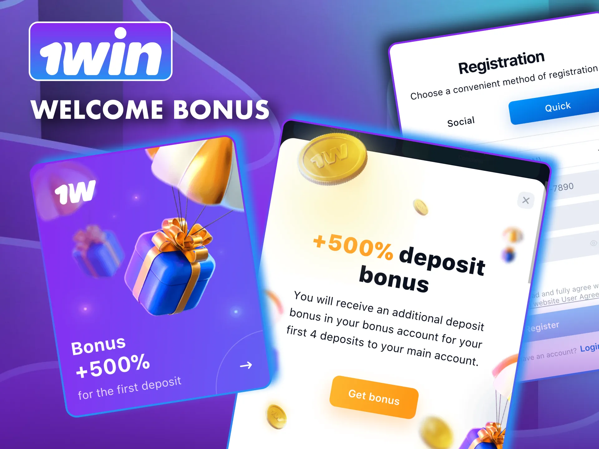 Get a 500% 1win bonus on your first four deposits in Nigeria.