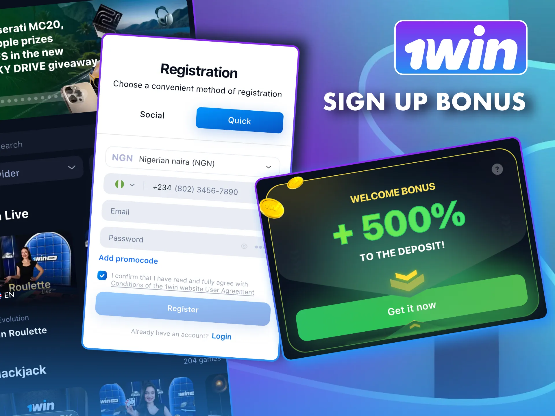 Claim 1win sign up bonus and start betting with extra funds.